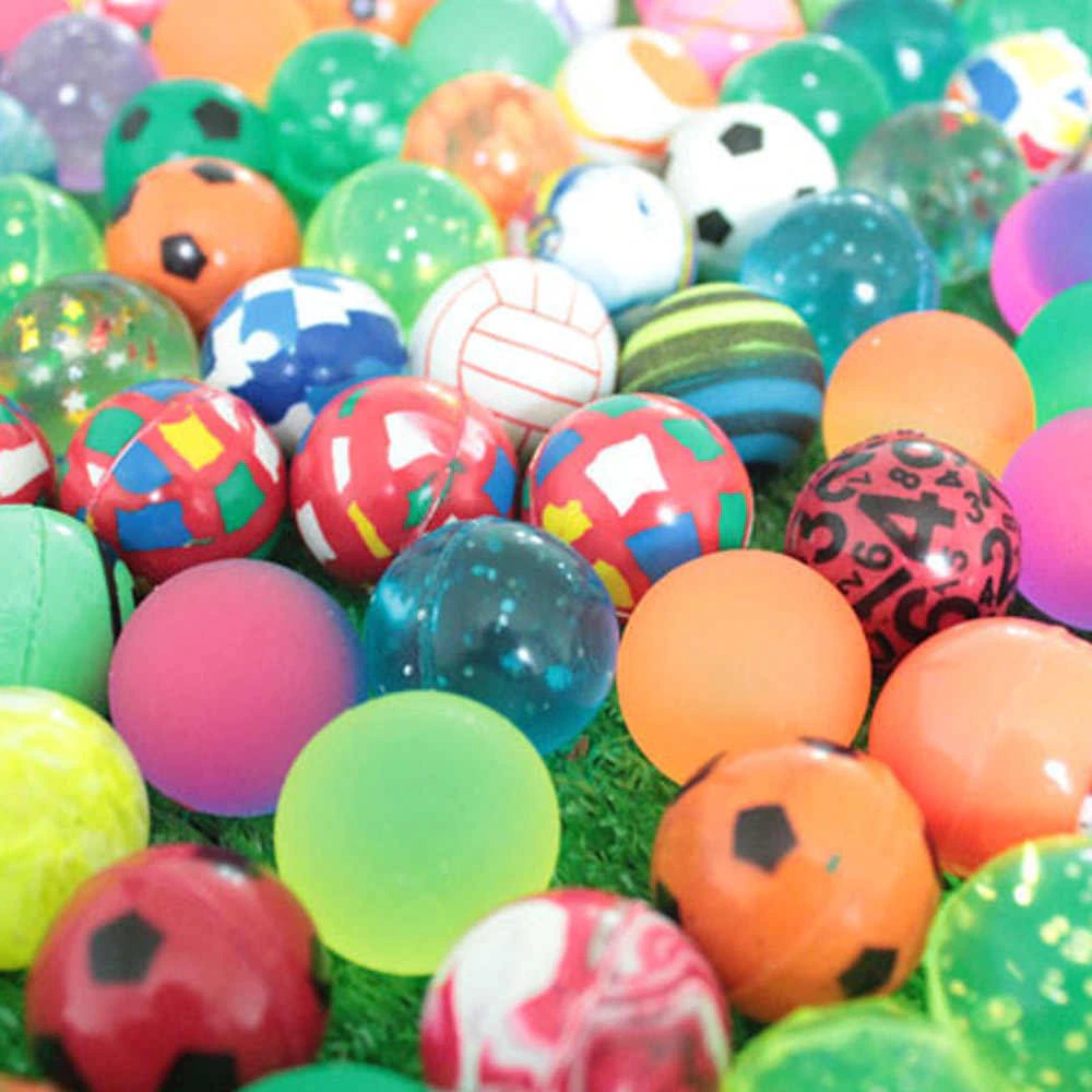 Collection of 14 bouncy balls with bright colors and fun patterns. Collection of 14 bouncy balls with bright colors and fun patterns.